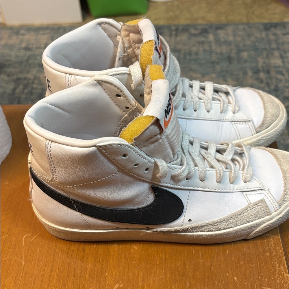 Nike White and Black High-Tops with Yellow Accents